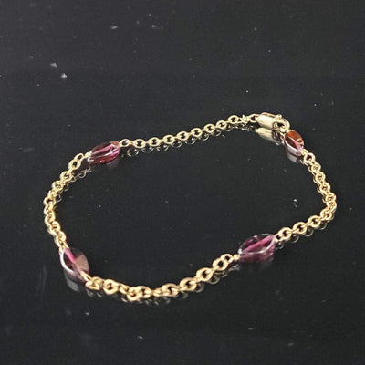 Marquise garnet gold-filled bracelet - LB Designs