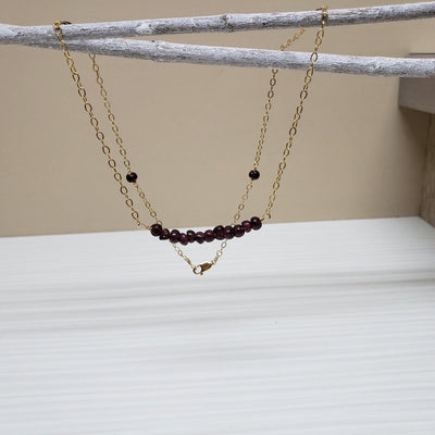 Garnet beaded gold- filled chain - LB Designs