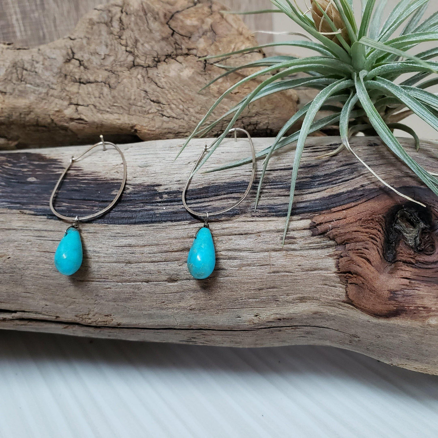 Turquoise and sterling silver earrings - LB Designs