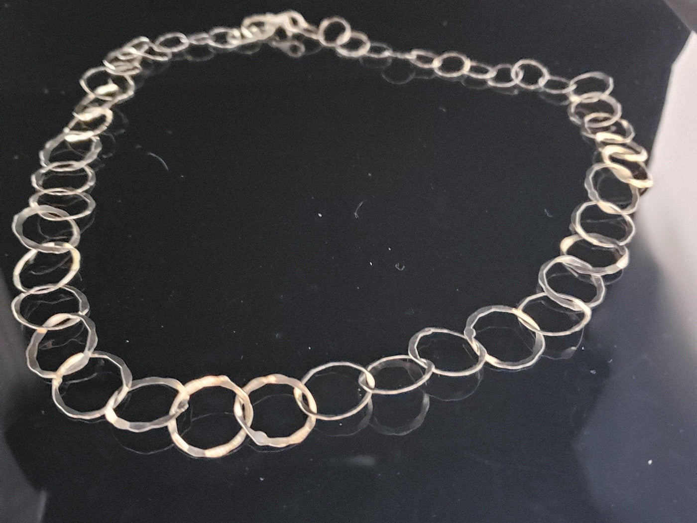 Long forged silver hammer link necklace - LB Designs