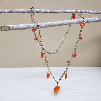 Carnelian Drop Silver Necklace - LB Designs
