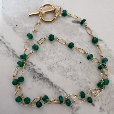 Green Onyx Gemstone Gold Necklace - LB Designs