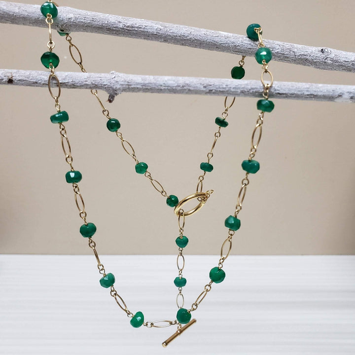 Green Onyx Gemstone Gold Necklace - LB Designs