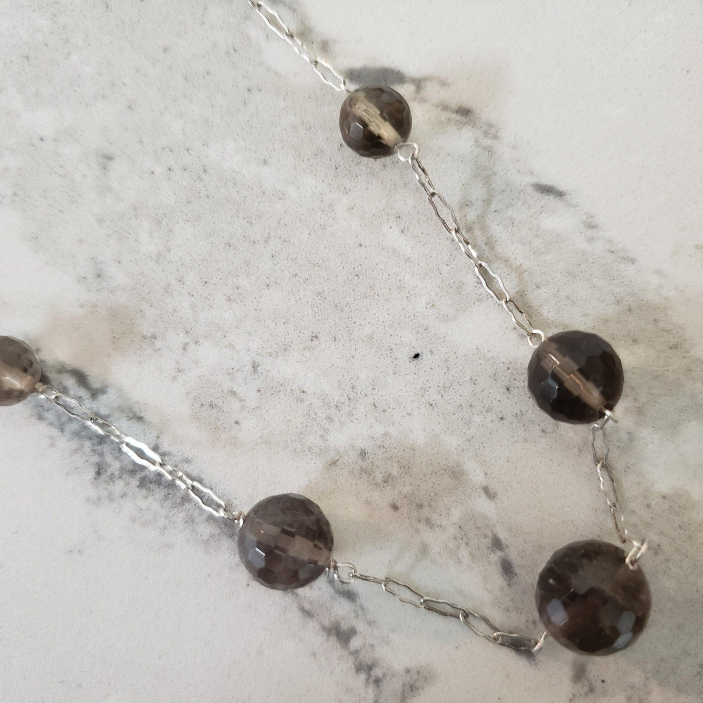 Smokey topaz and silver necklace - LB Designs