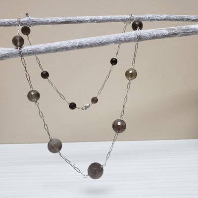 Smokey topaz and silver necklace - LB Designs