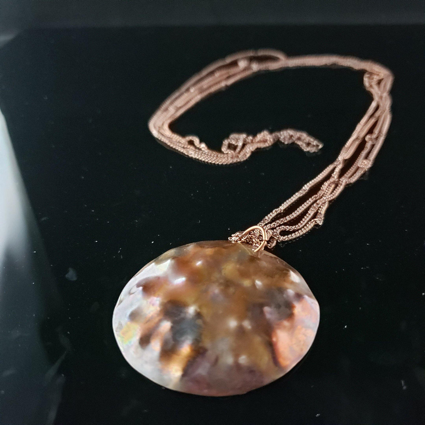 Copper dimple disk pendant - LB Designs