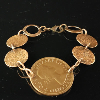 Copper coin & hammered disc bracelet - LB Designs