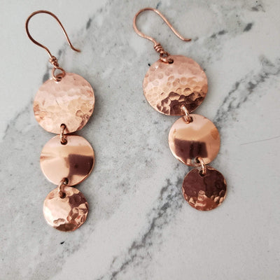 Hammered copper earrings - LB Designs