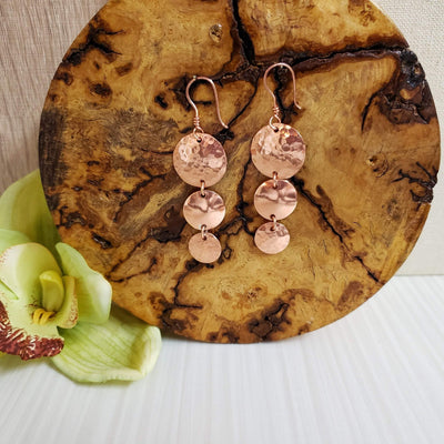 Hammered copper earrings - LB Designs
