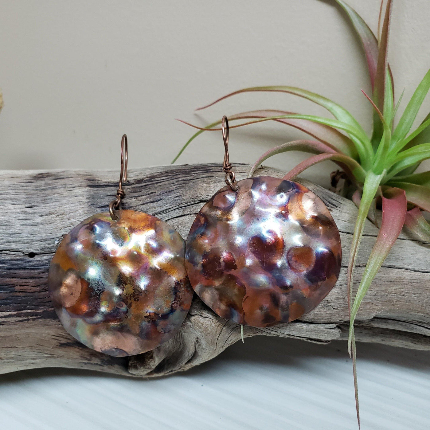 Copper disc earrings - LB Designs