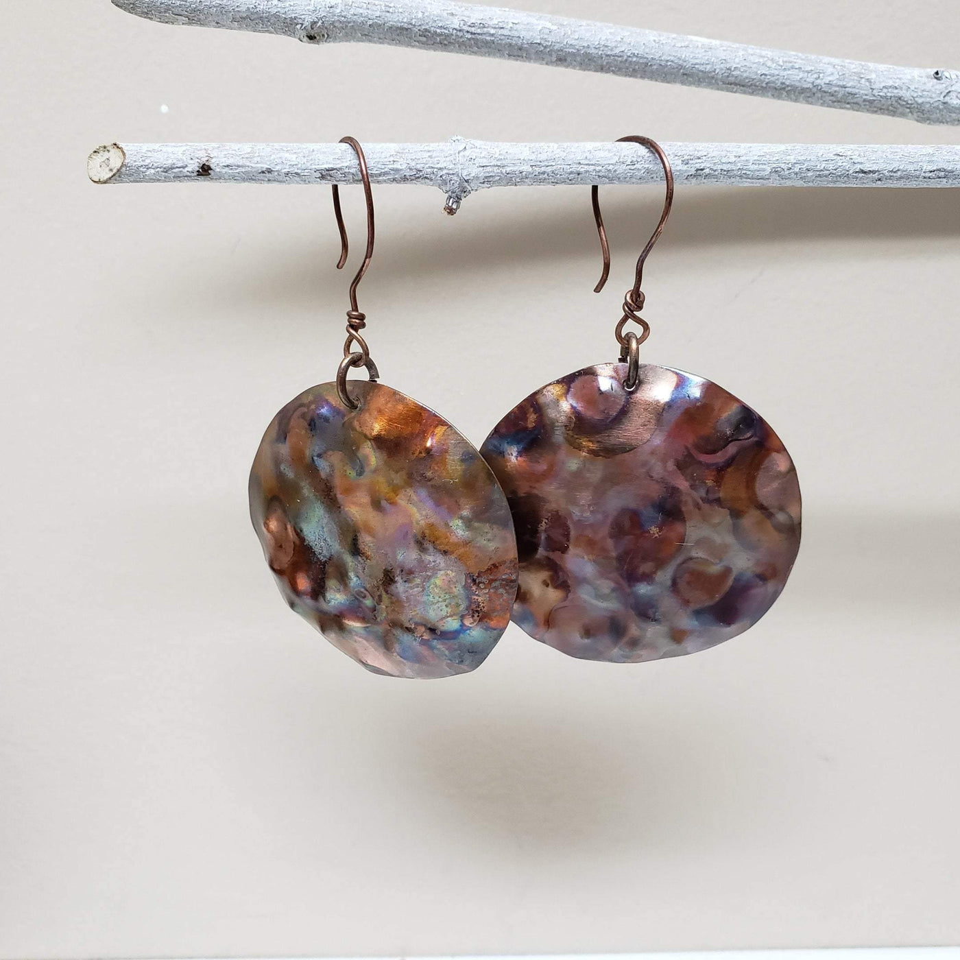 Copper disc earrings - LB Designs